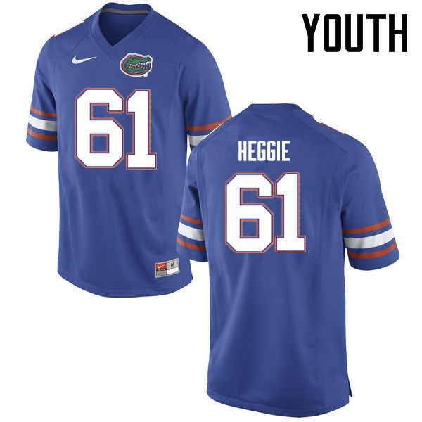 Florida Gators Youth #61 Brett Heggie College Football Jerseys Blue